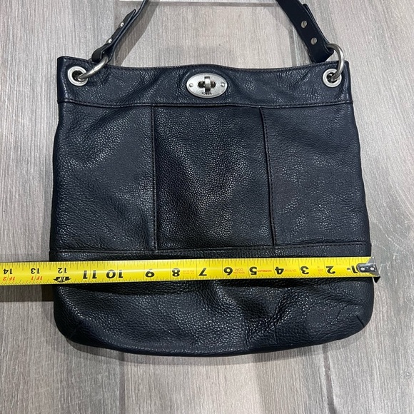 Fossil Black Genuine Leather Hobo Shoulder Bag Silver Hardware Medium Size - Picture 10 of 10